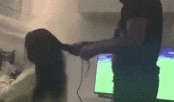 Distracted man damages his wife’s hair