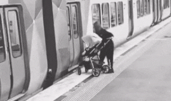 Careless woman on the phone forgets her baby on the subway