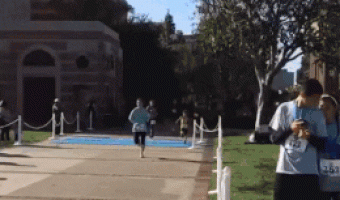 Boy beats Karen in a race