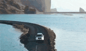 Flooded road in Iceland