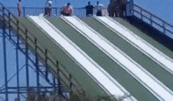Chubby on Water Slide