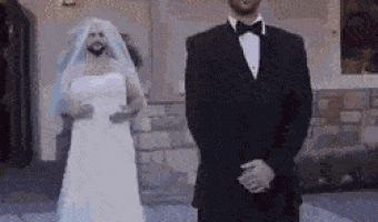 His best friend dressed as a bride