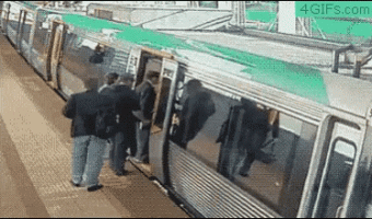 Man is helped by getting stuck