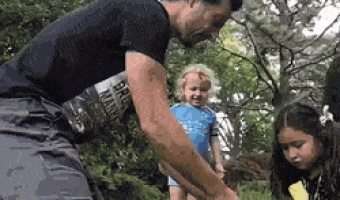 Father playing with children