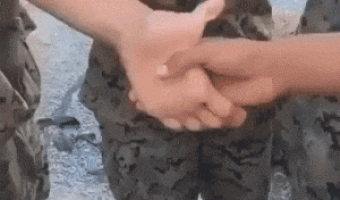 Amazing how the soldier turns his hand