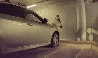 Woman stripe car with key
