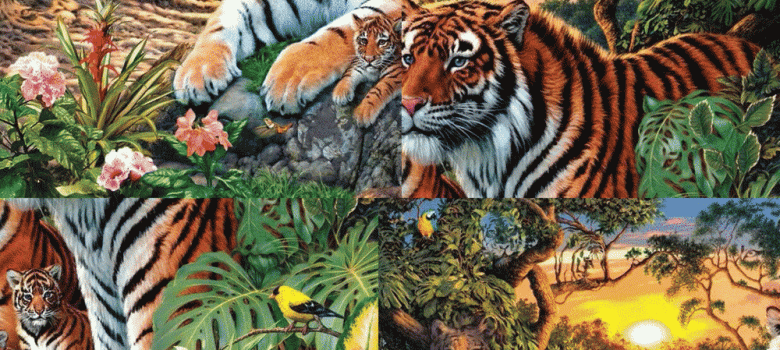 Puzzle and Tiger Challenge (You manage to see the 16 tigers in the photo)