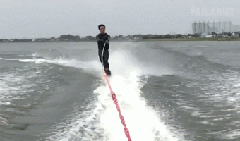 Skiing on the beach